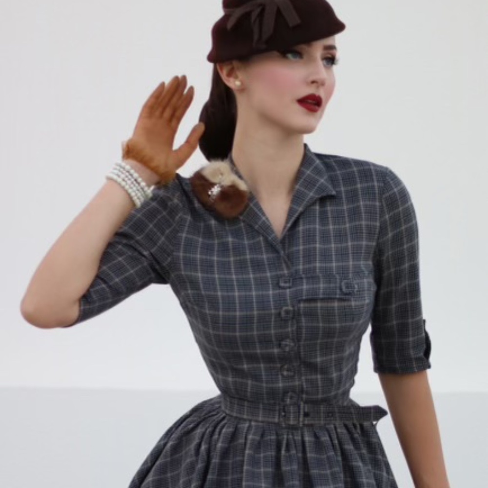 Miss Candyfloss Idda Van Munster collab Grey plaid dress